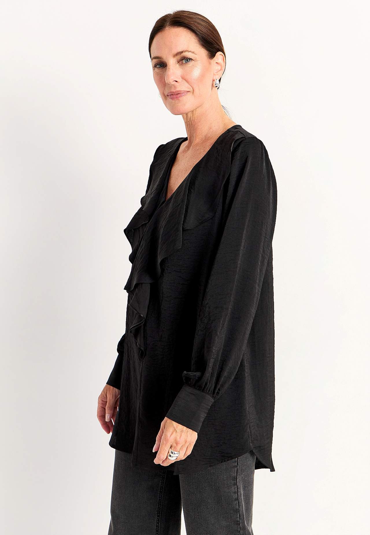 Tunic with frill collar