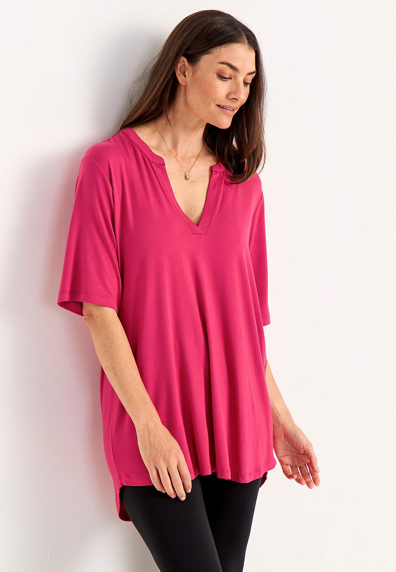 V-neck jersey tuniq