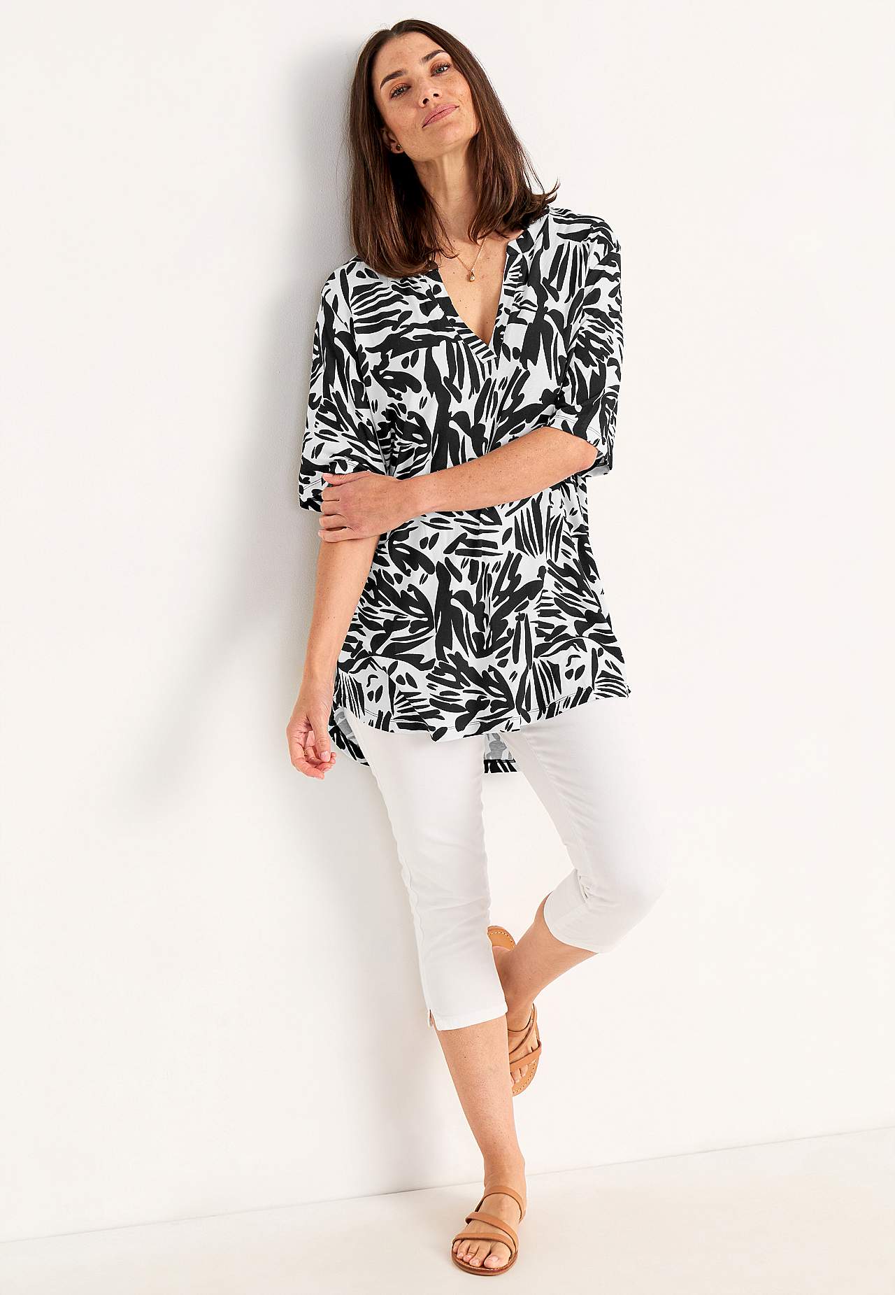 V-neck jersey tuniq