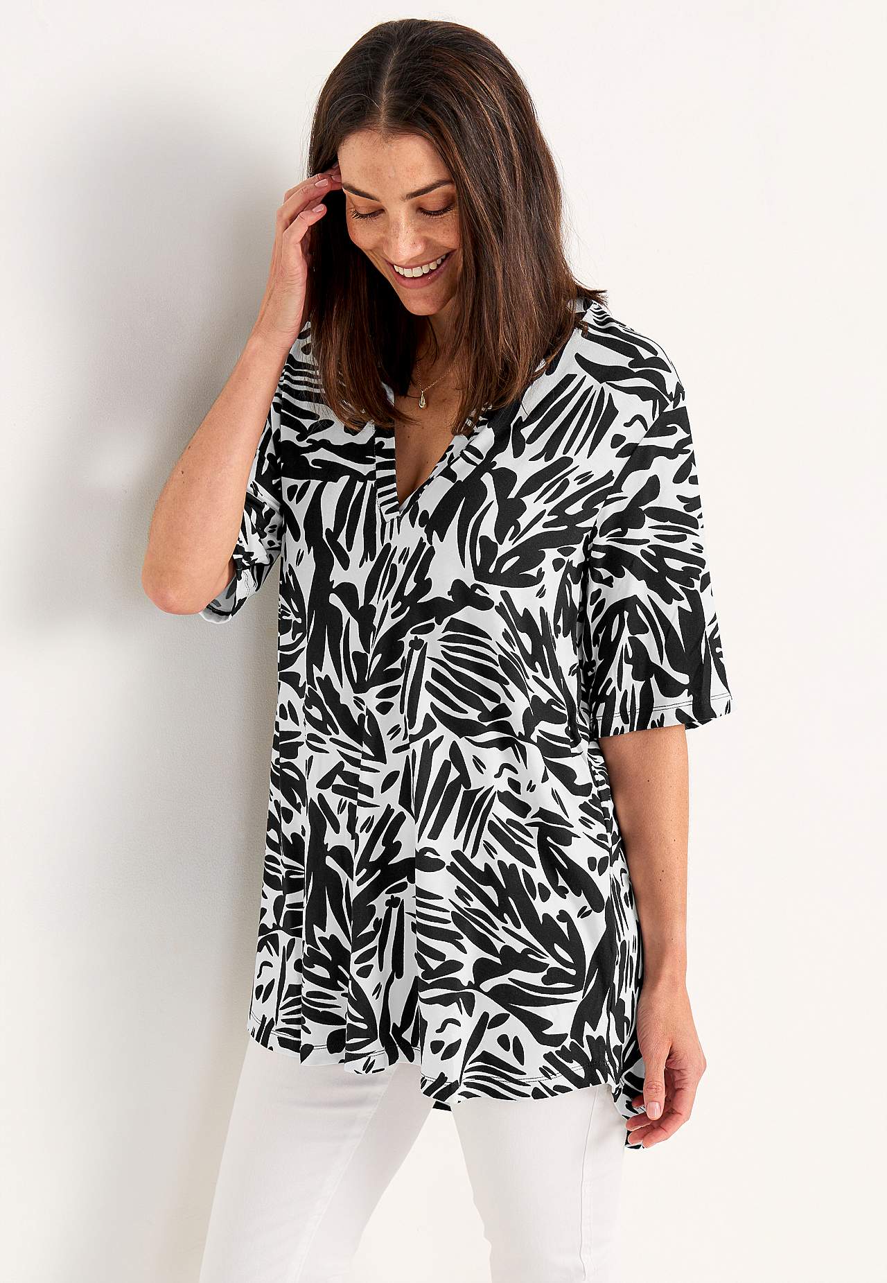 V-neck jersey tuniq