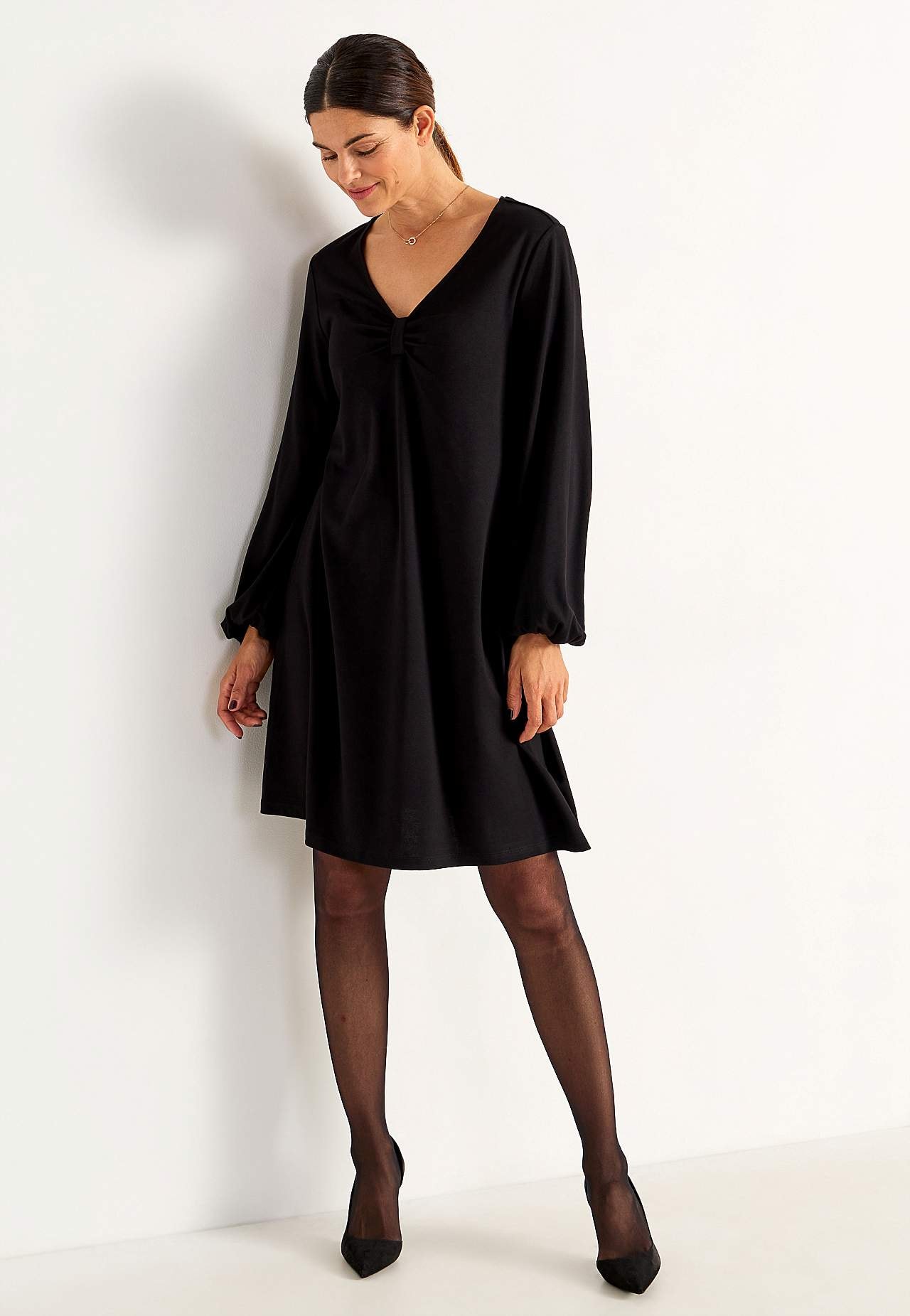 Jersey dress with gathering