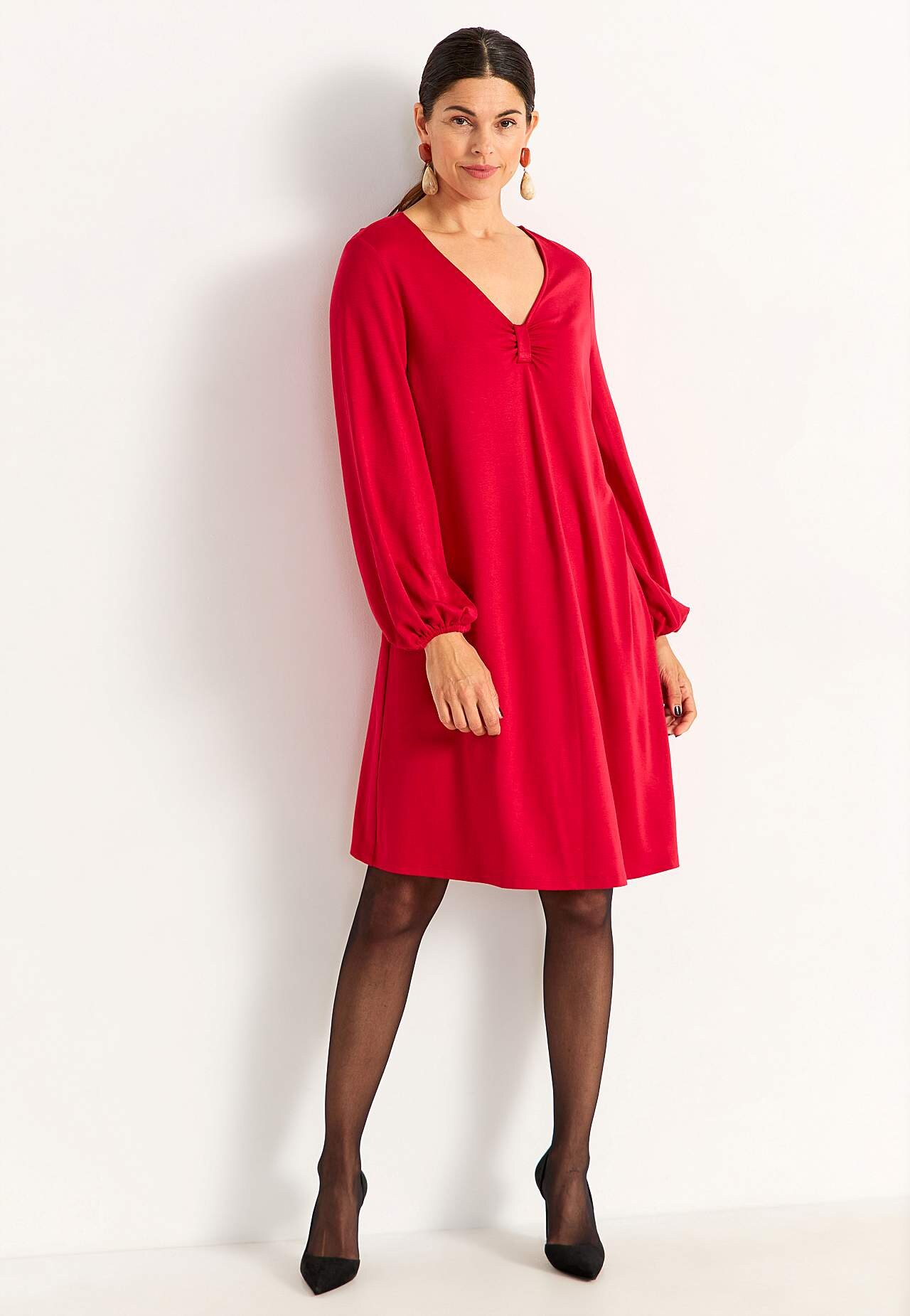 Jersey dress with gathering