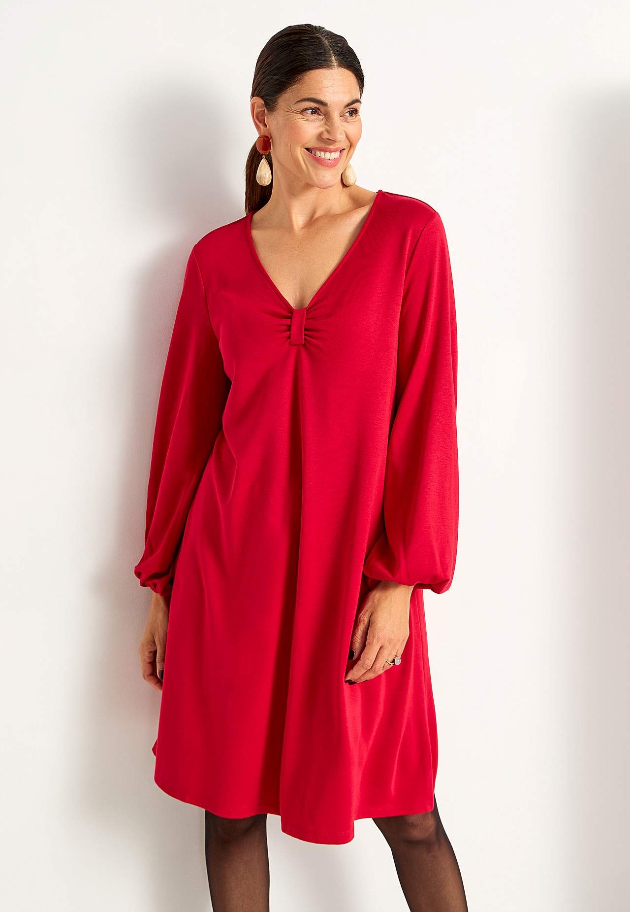 Jersey dress with gathering