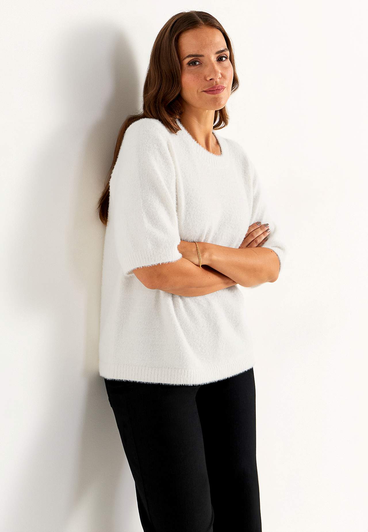 Short-sleeved knit jumper