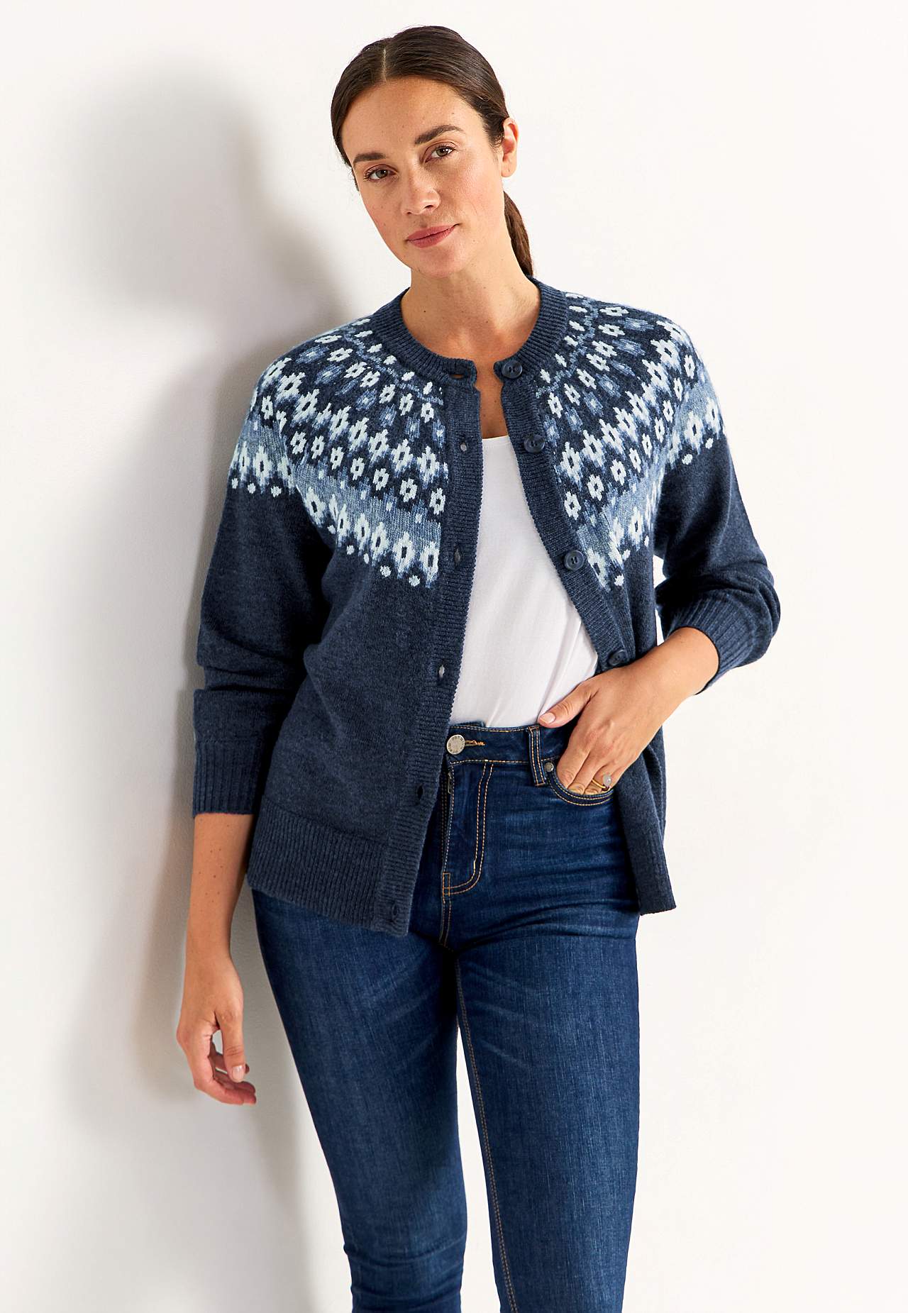 Jacquard patterned cardigan