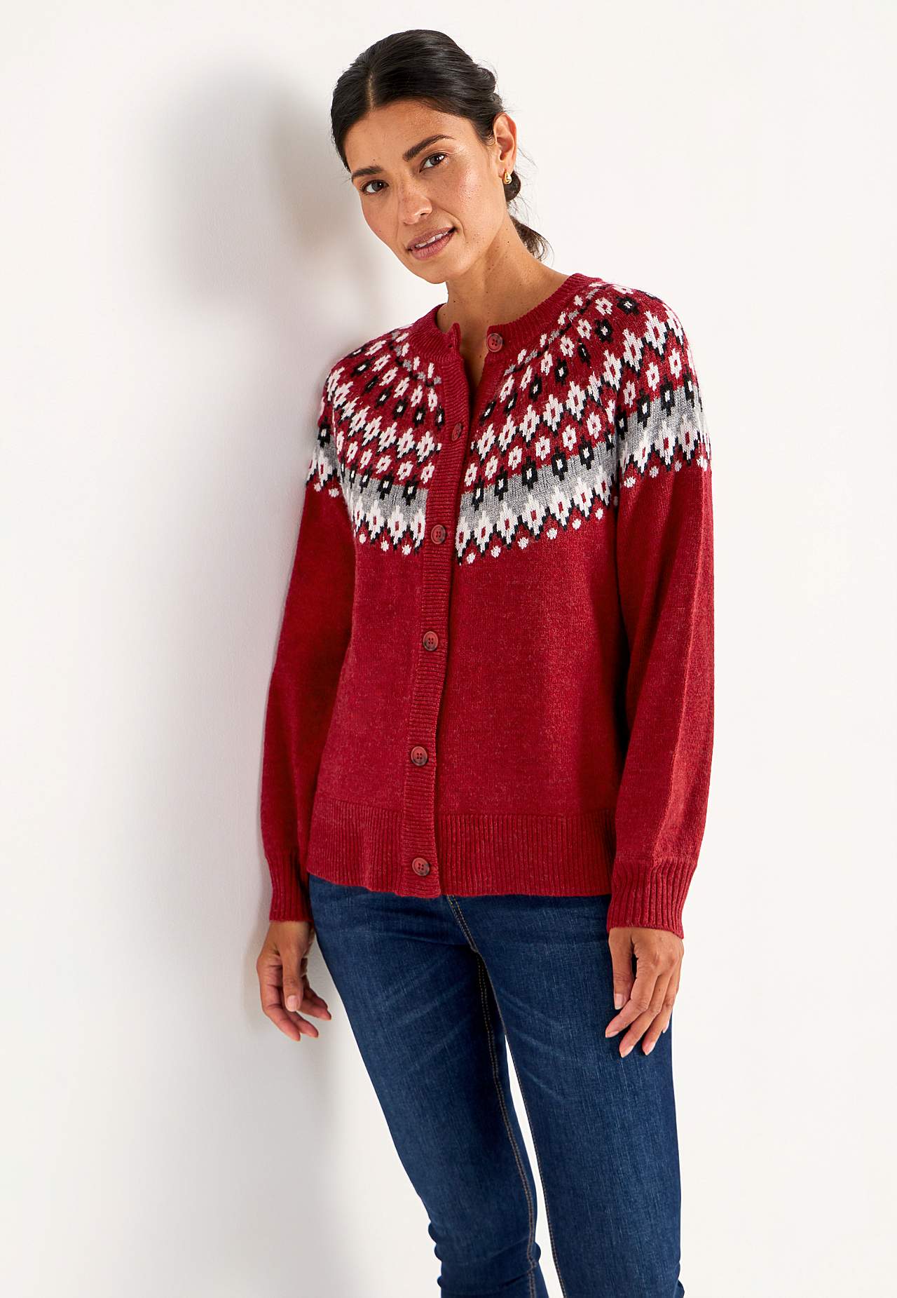 Jacquard patterned cardigan
