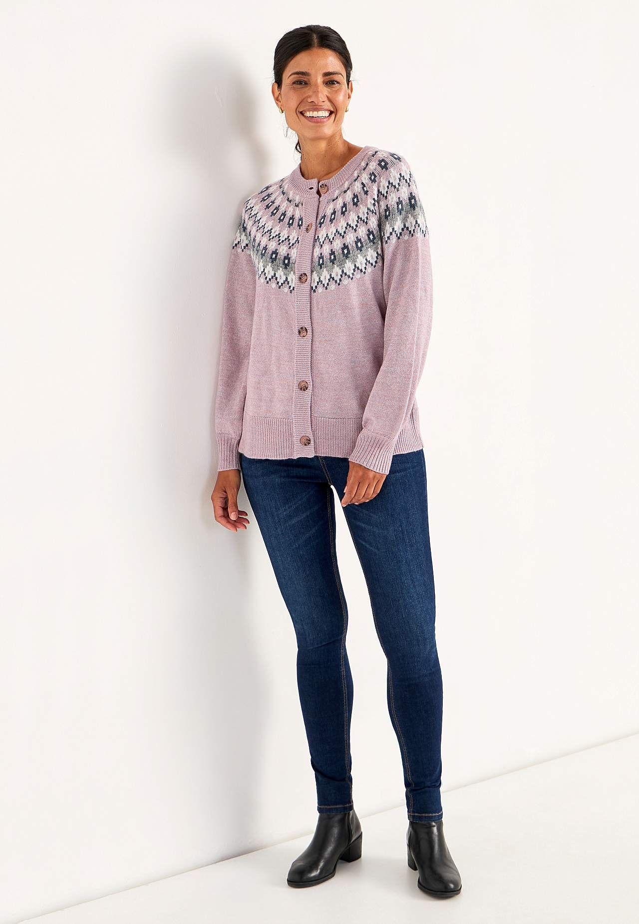 Jacquard patterned cardigan