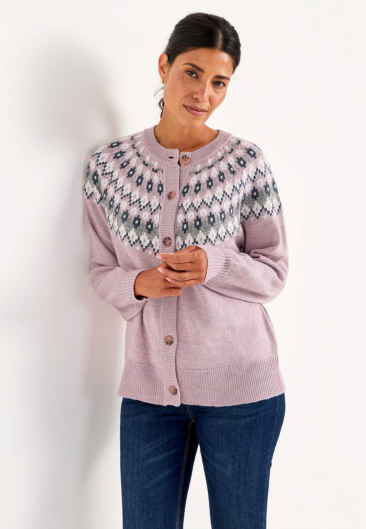 Jacquard patterned cardigan