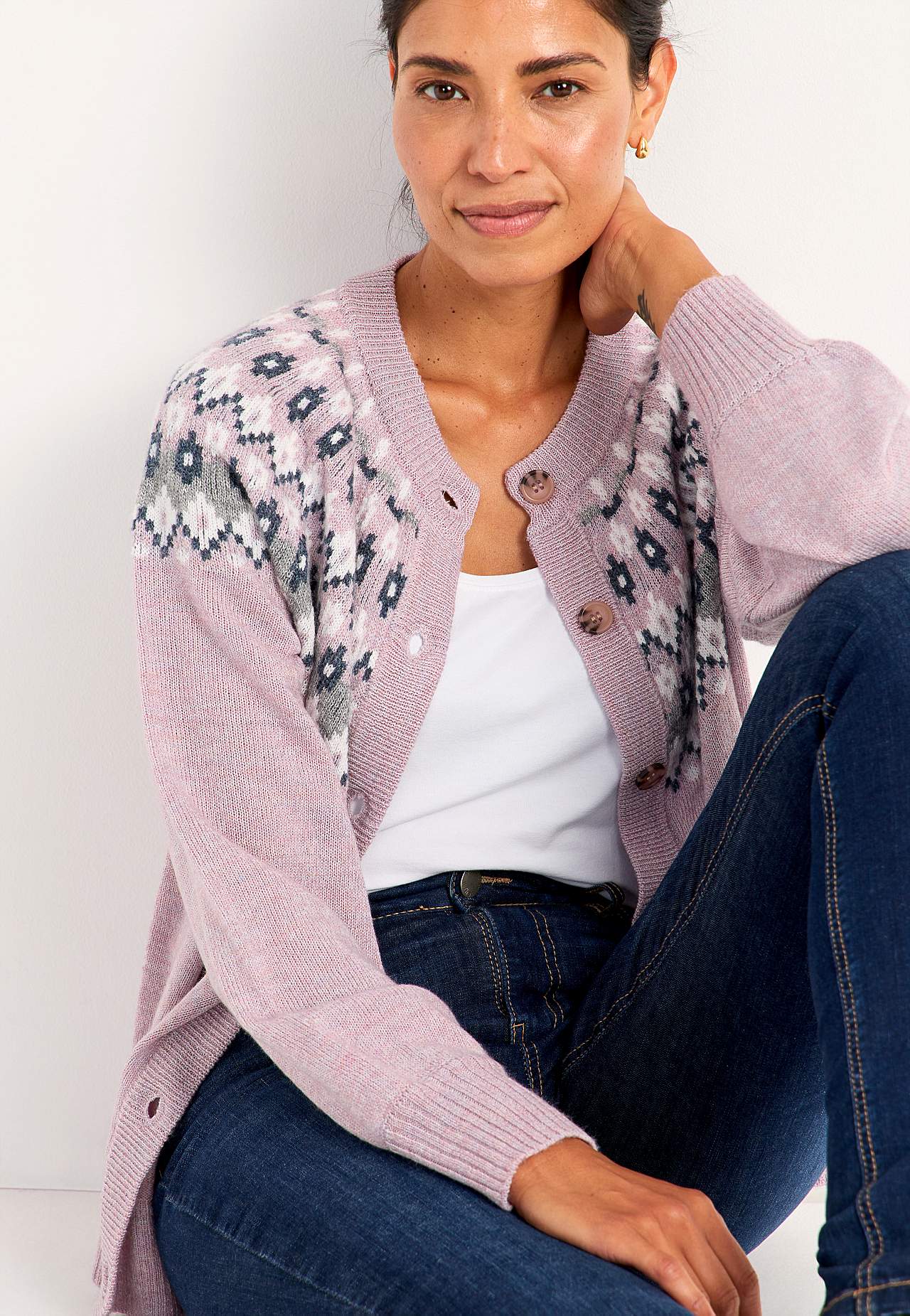 Jacquard patterned cardigan