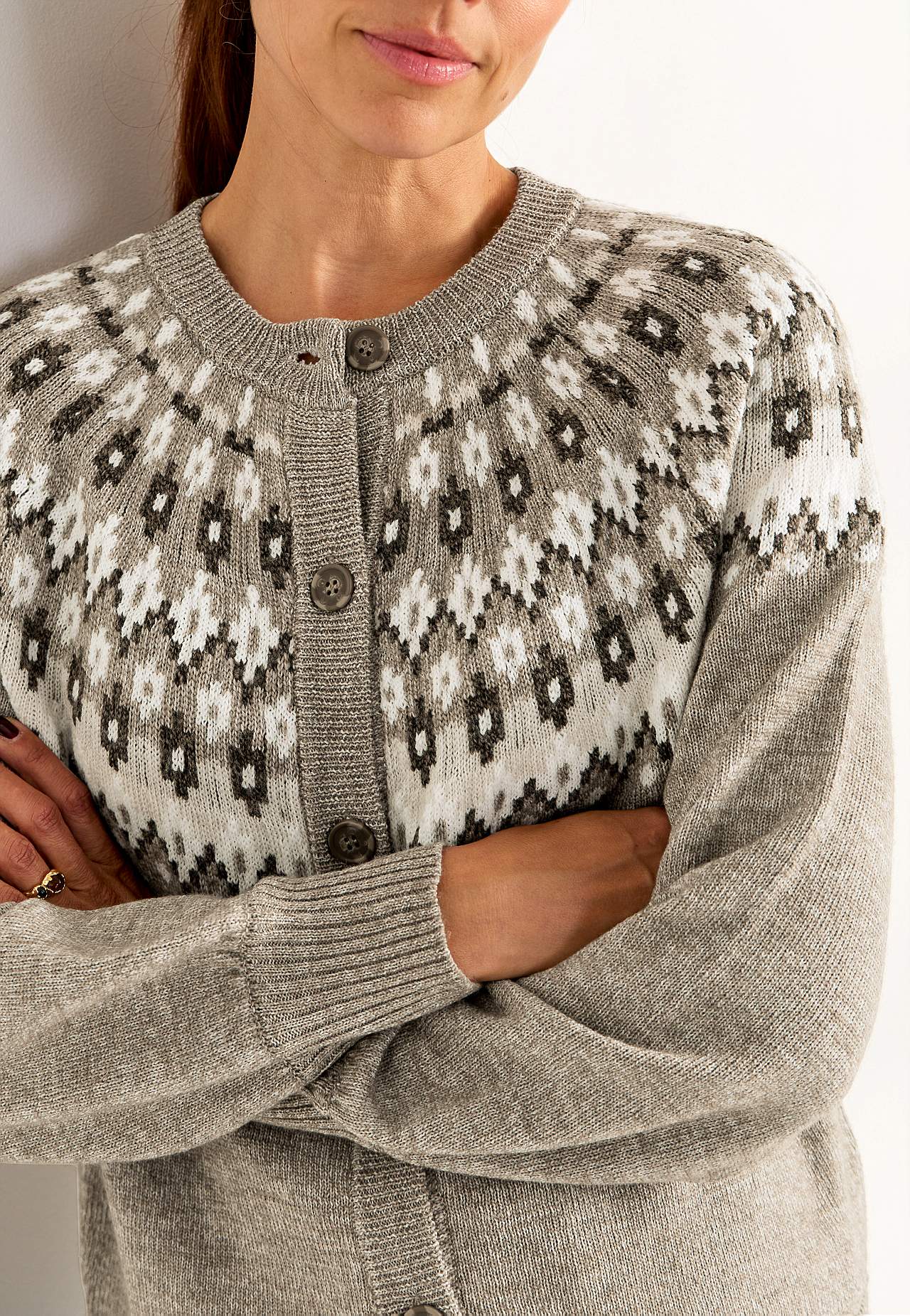 Jacquard patterned cardigan