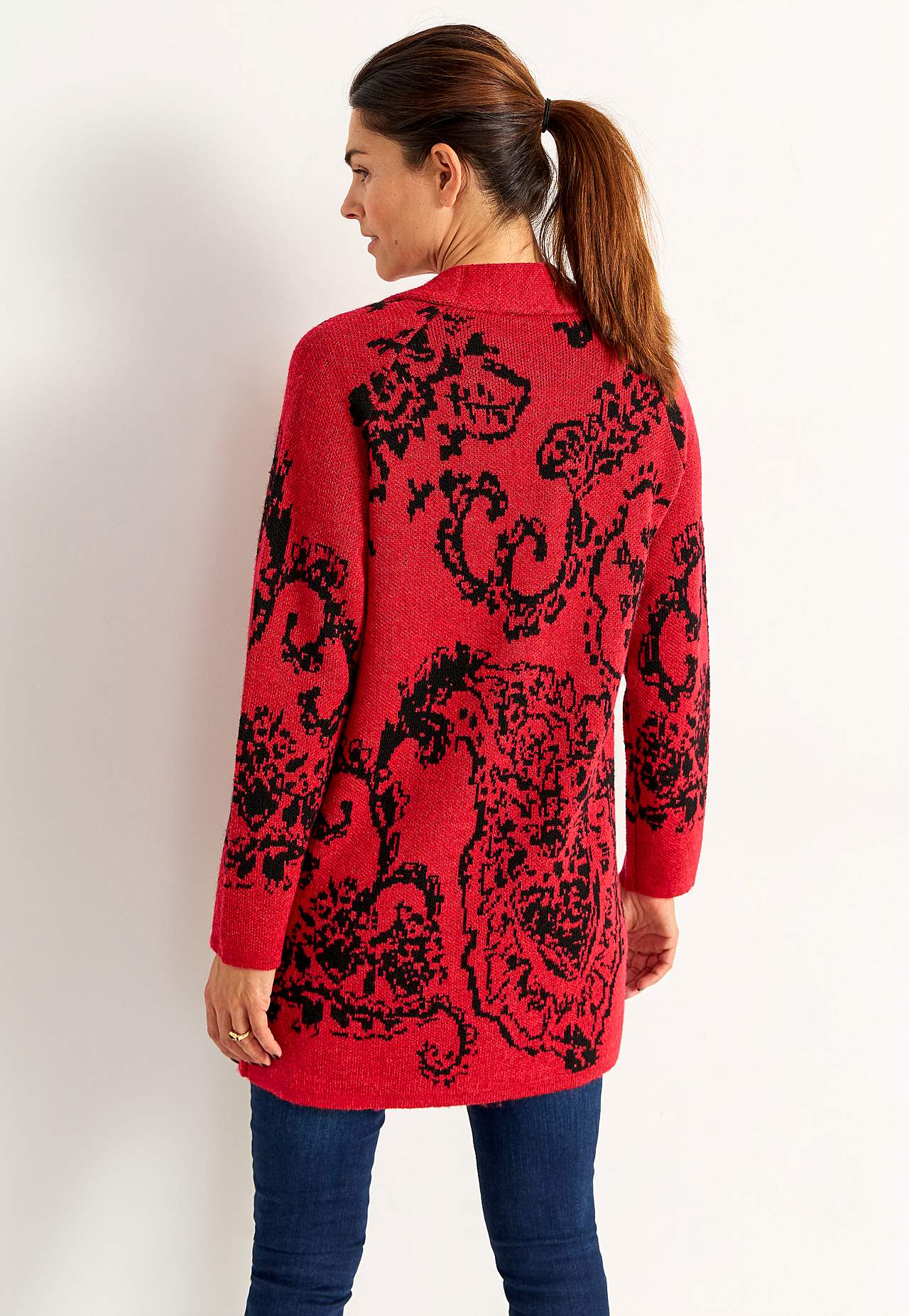 Jacquard-knit cardigan