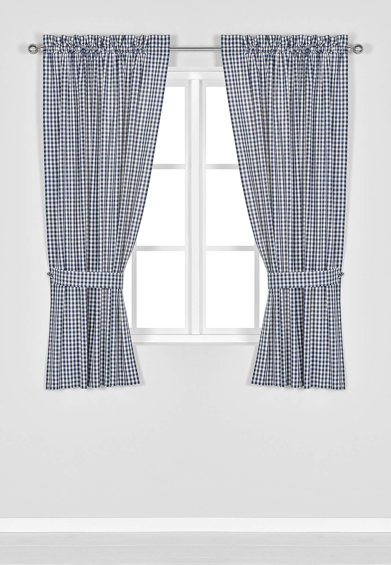 Vævet, ternet panelgardiner 2-pack