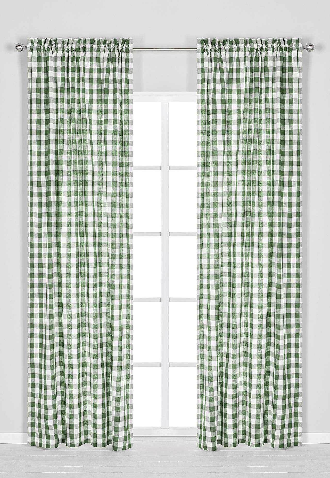Woven, checked curtain panels 2-pack