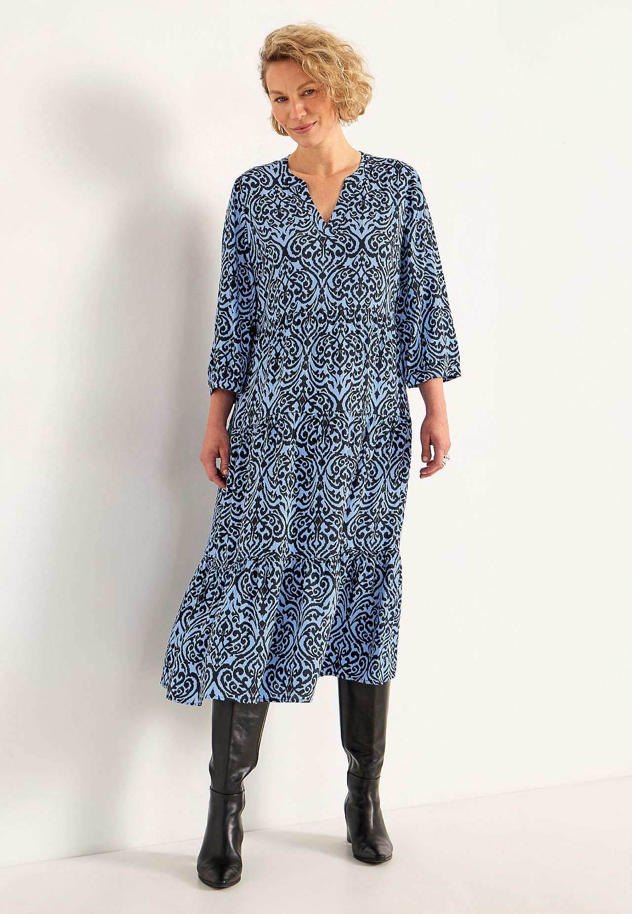 Dress with flounces