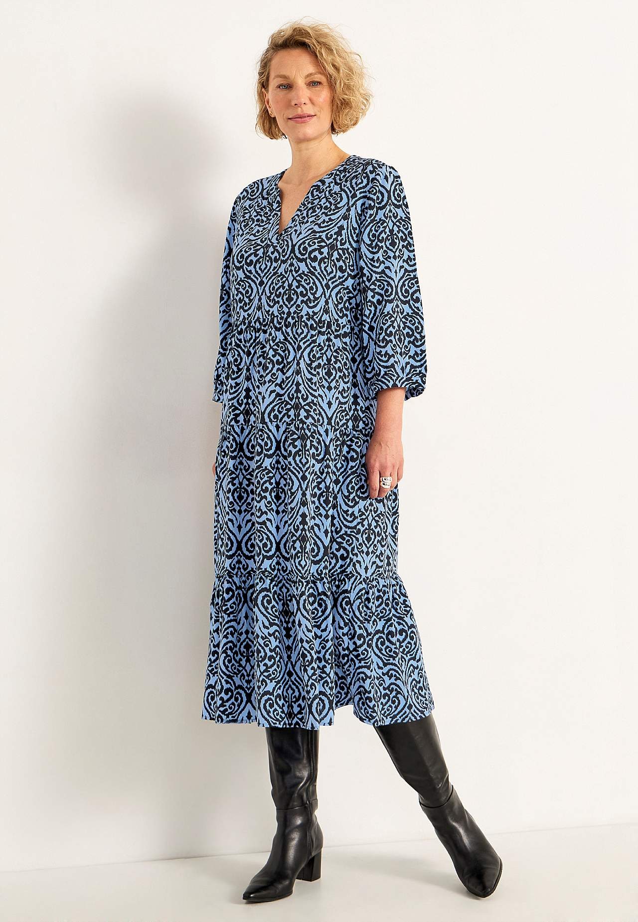 Dress with flounces