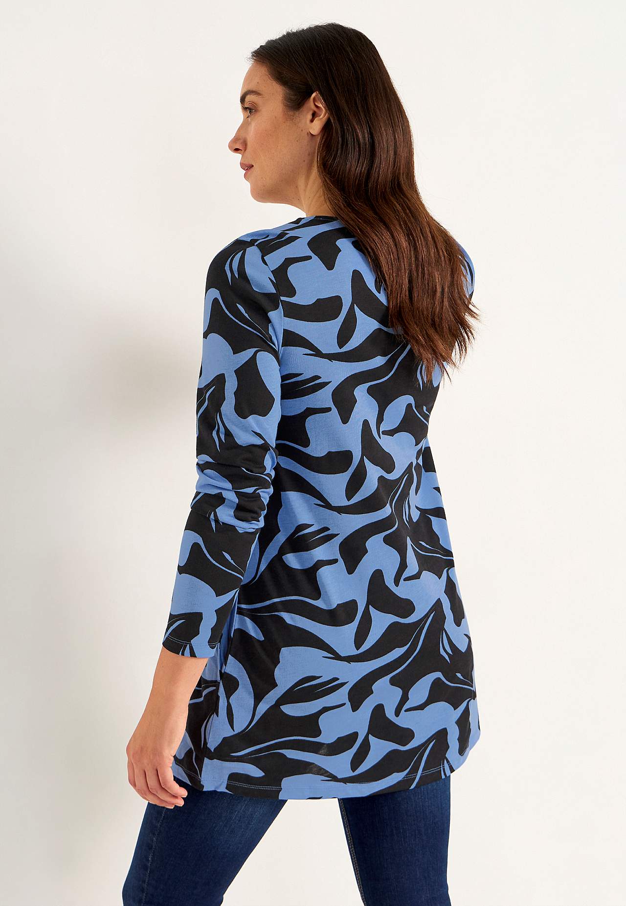 Patterned jersey tuniq with pockets
