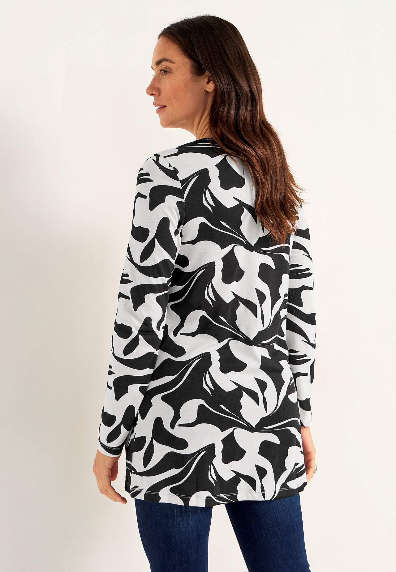 Patterned jersey tuniq with pockets