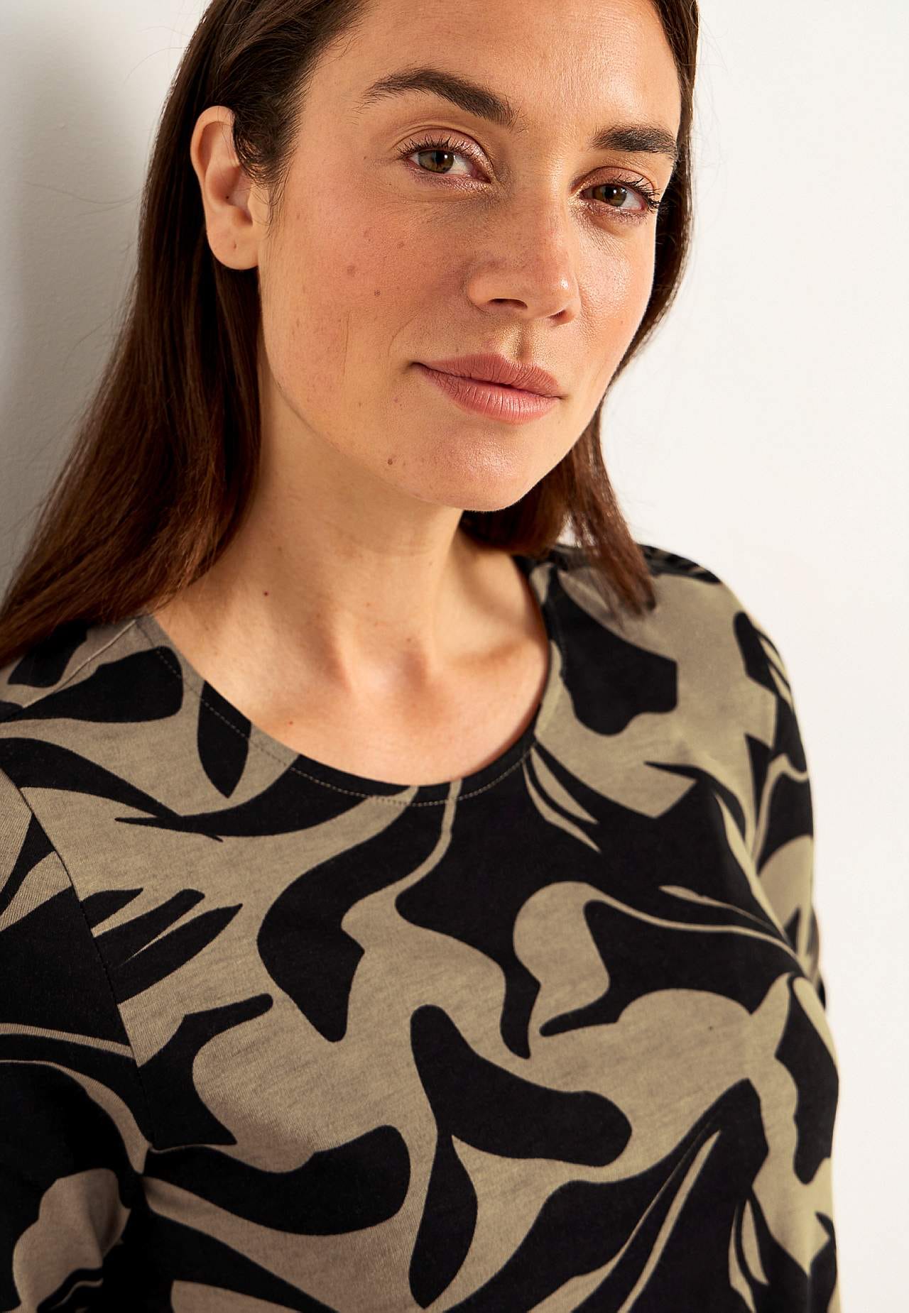 Patterned jersey tuniq with pockets