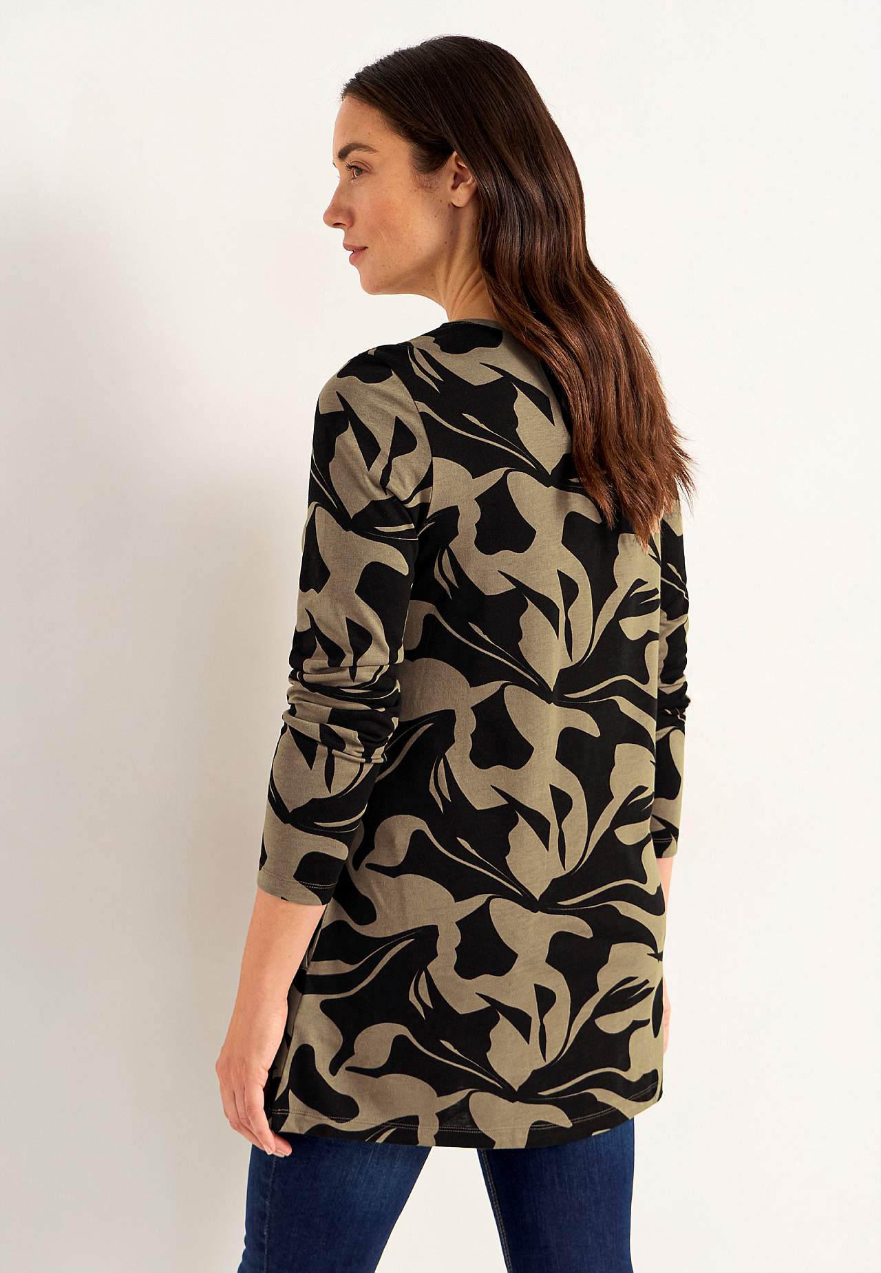Patterned jersey tuniq with pockets