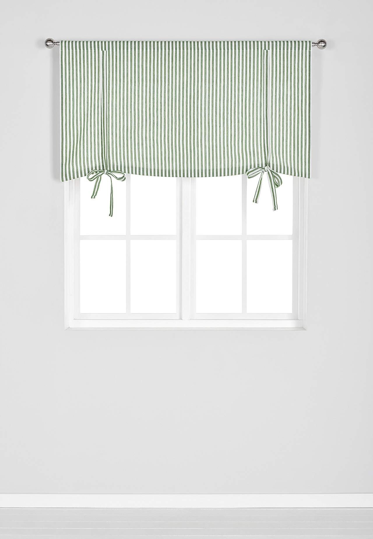 Woven, striped roman blind