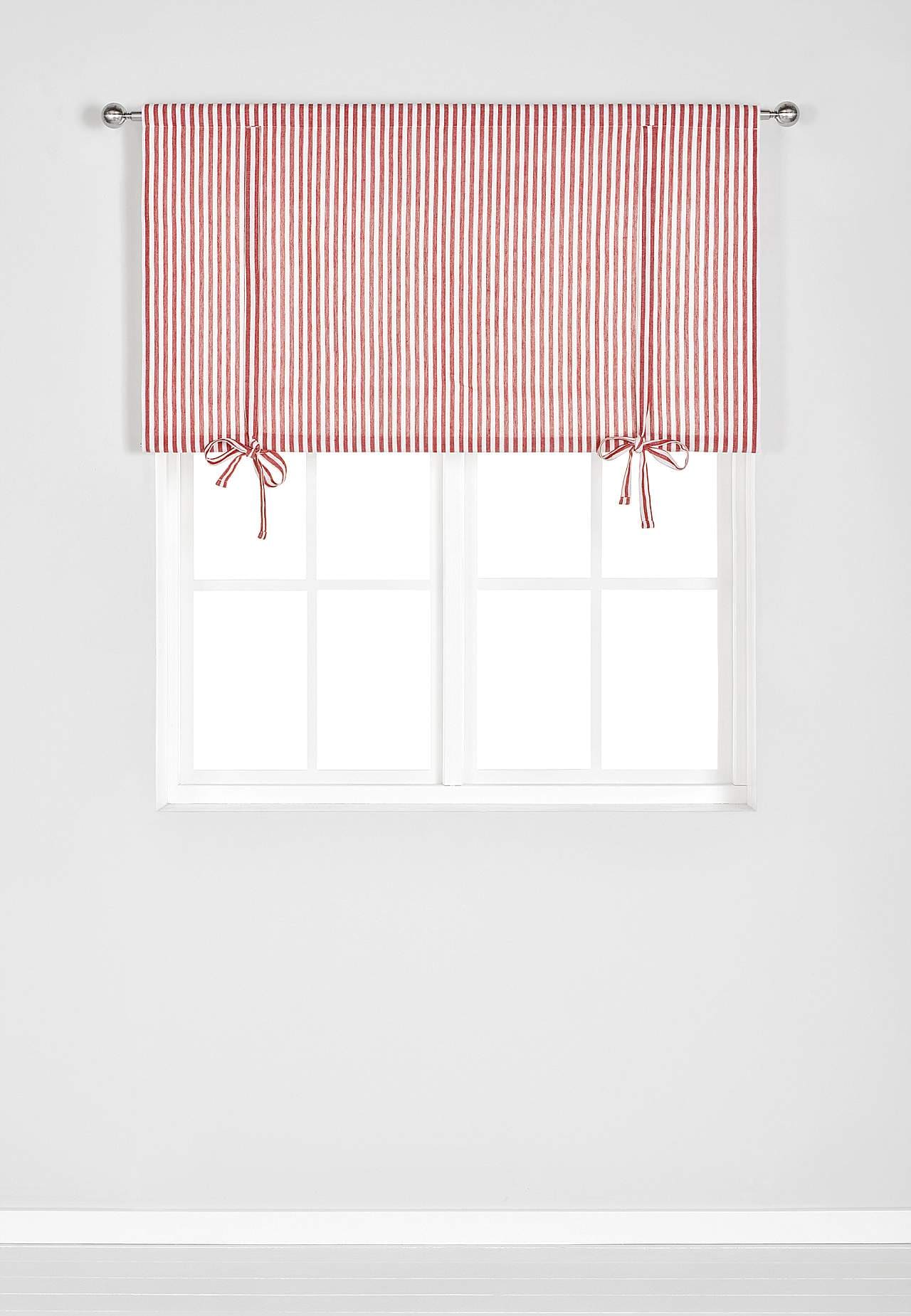Woven, striped roman blind