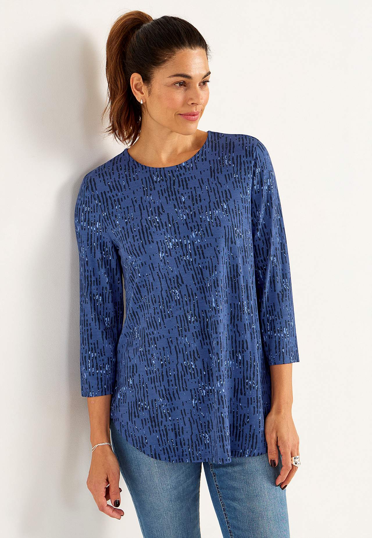 Jersey top with 3/4 sleeve
