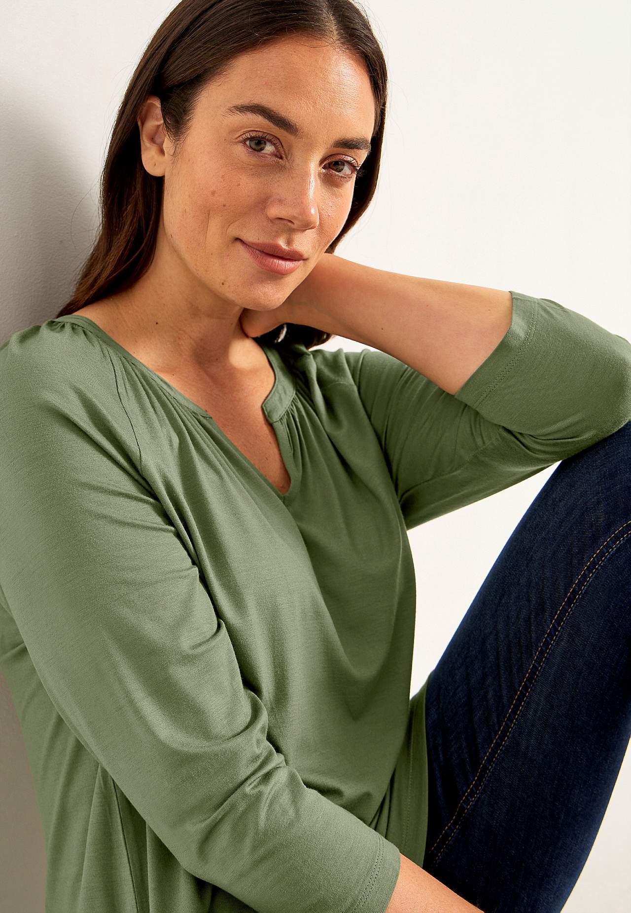 V-neck jersey tuniq
