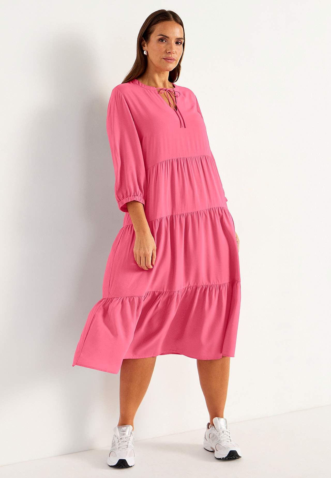 Dress with flounces