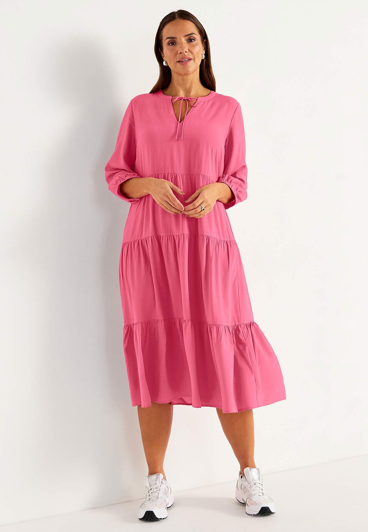 Dress with flounces
