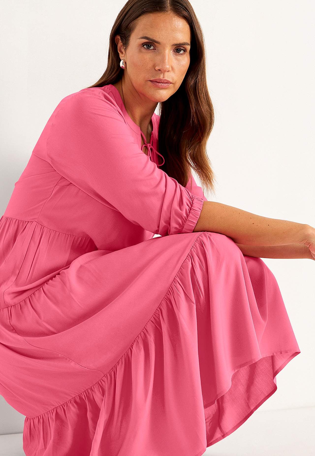Dress with flounces