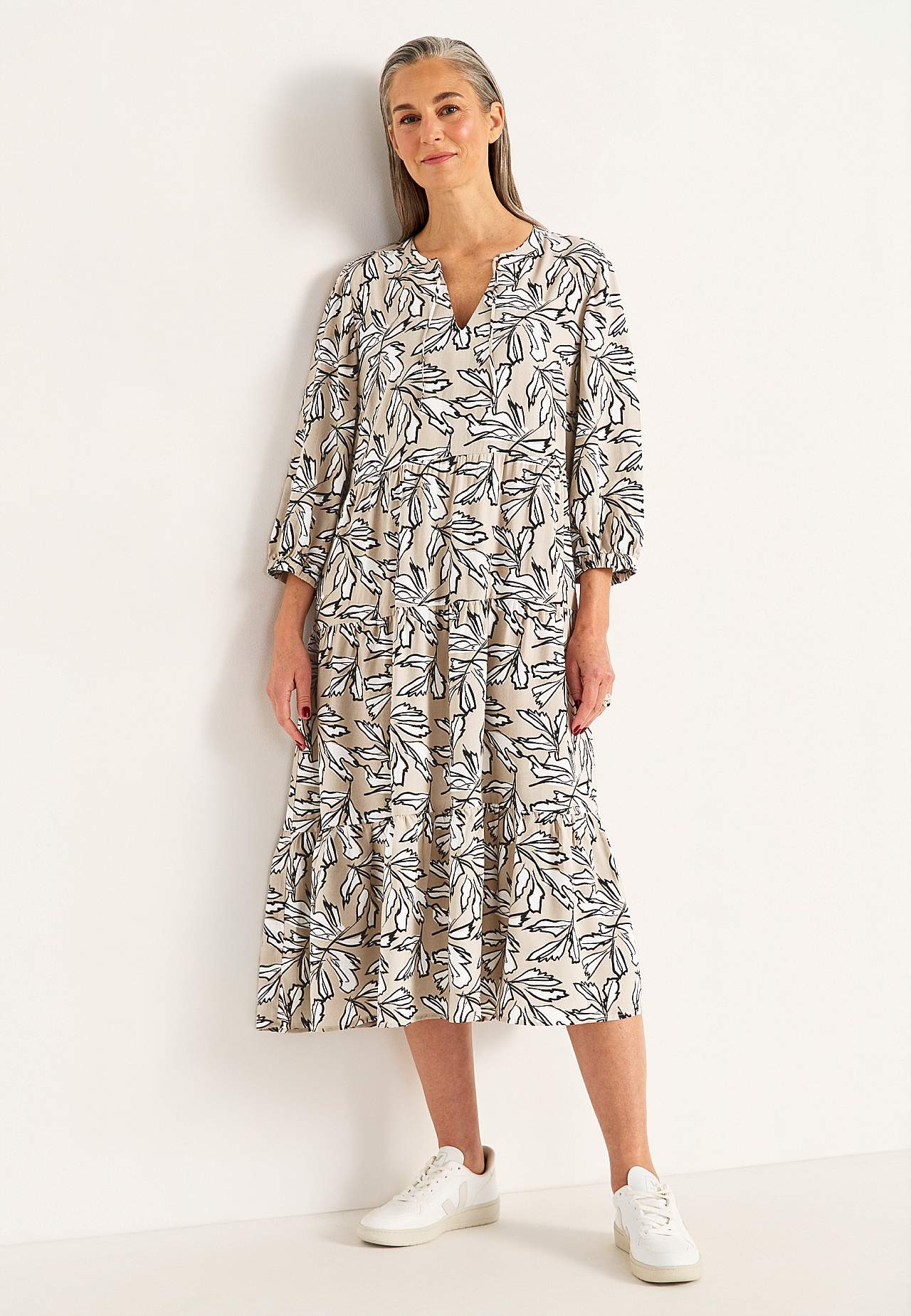 Dress with flounces