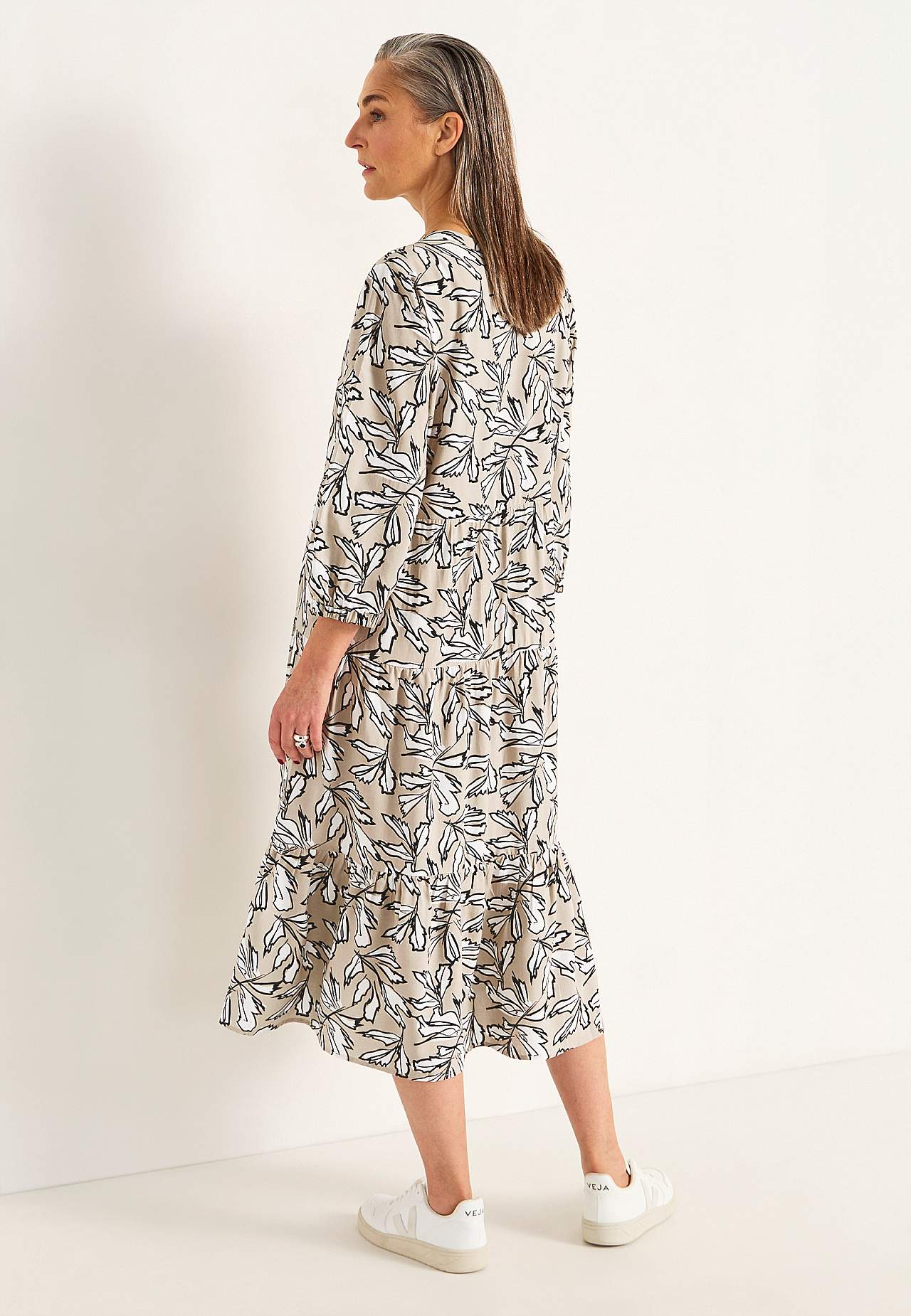 Dress with flounces