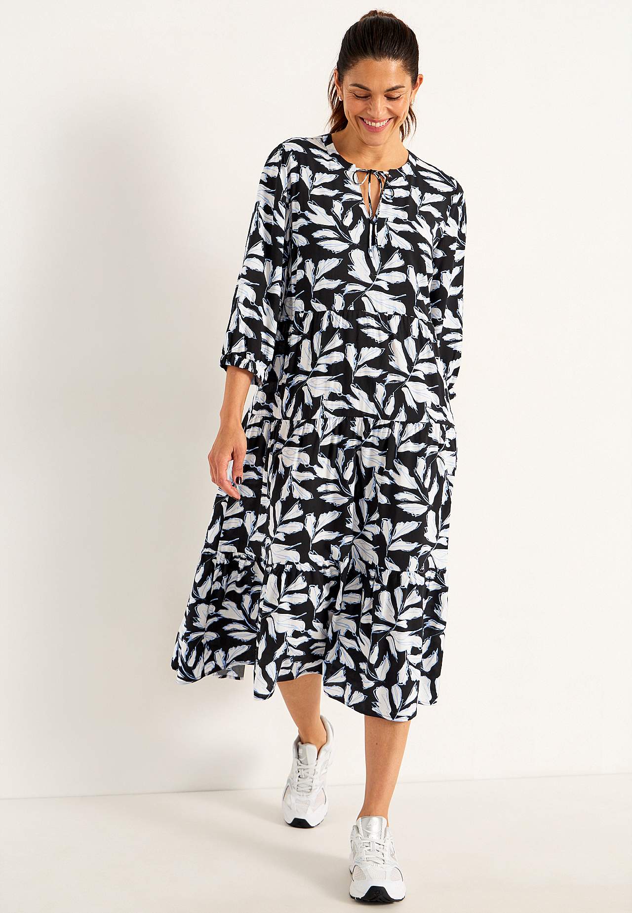 Dress with flounces