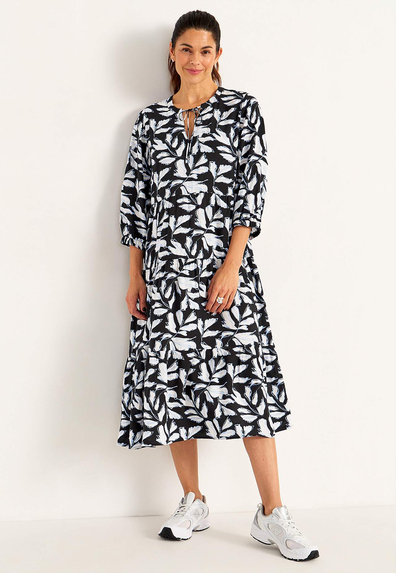 Dress with flounces