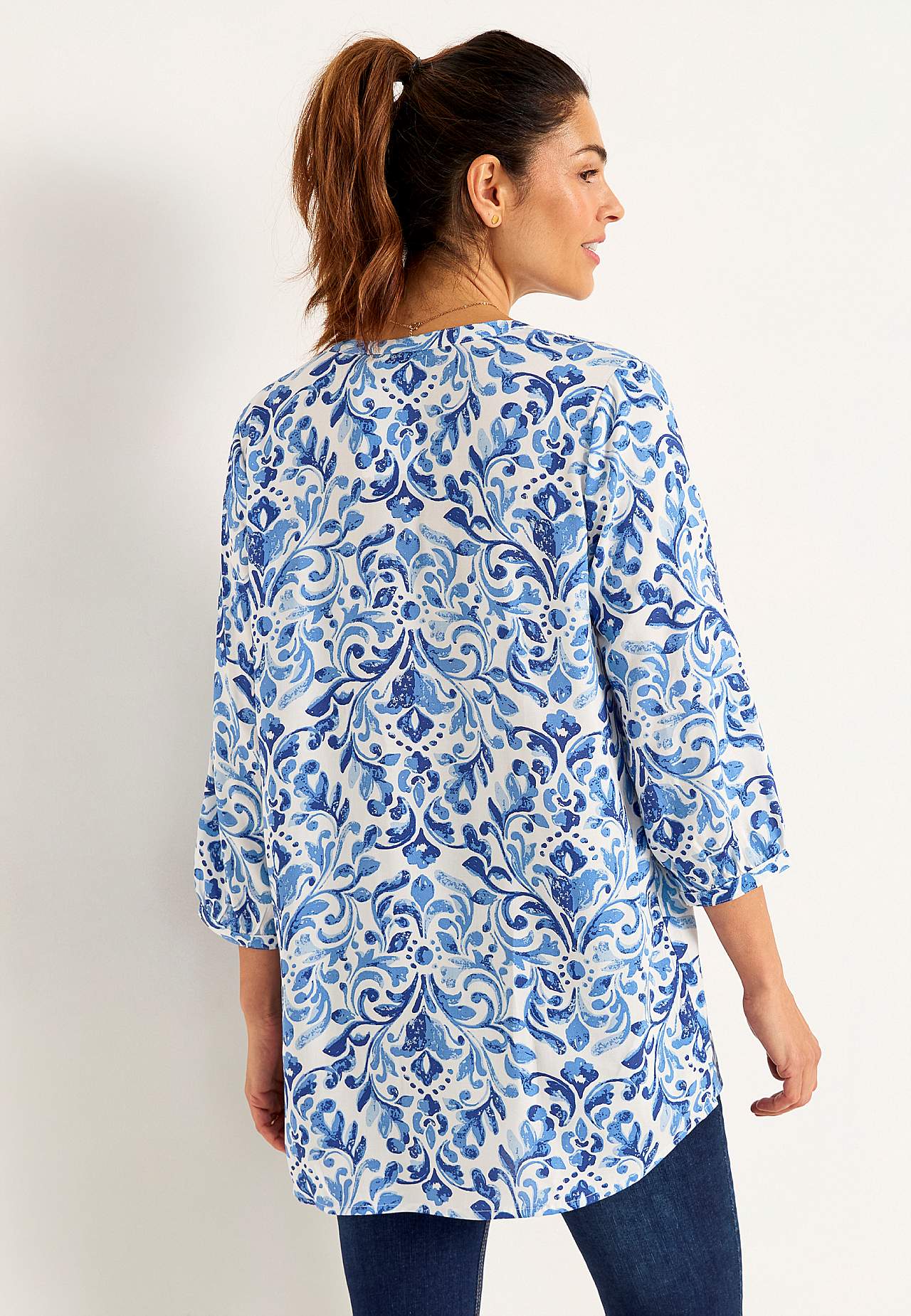 Woven, patterned tunic