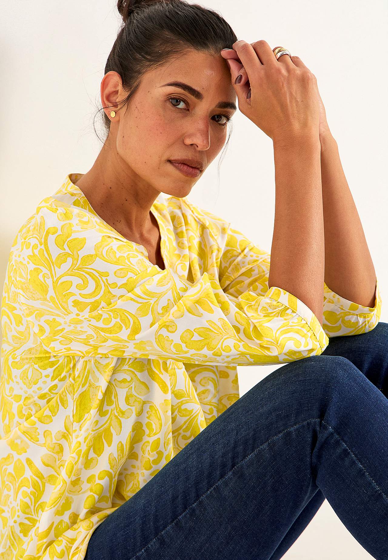 Woven, patterned tunic