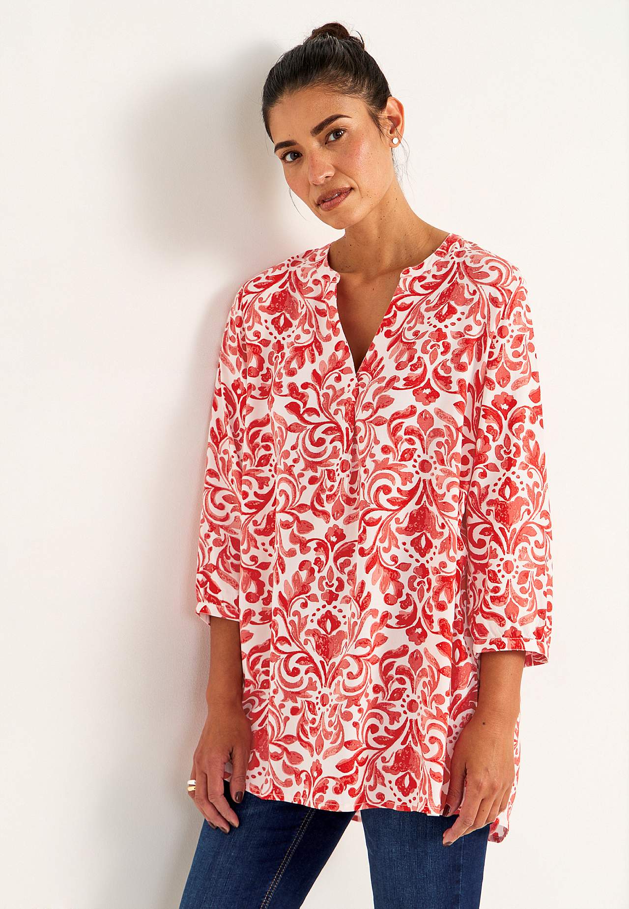 Woven, patterned tunic