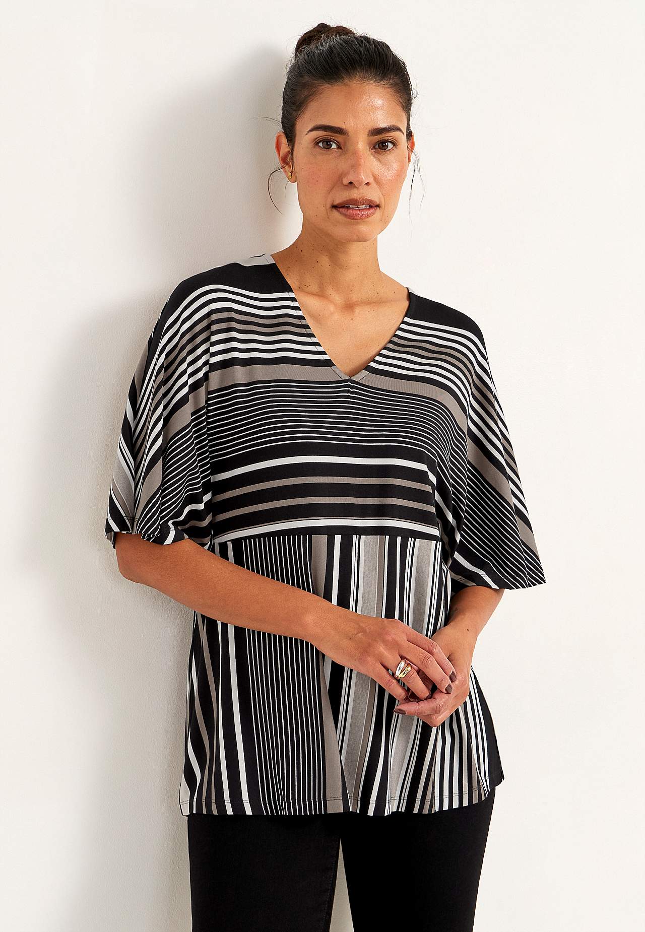 Striped jersey top
