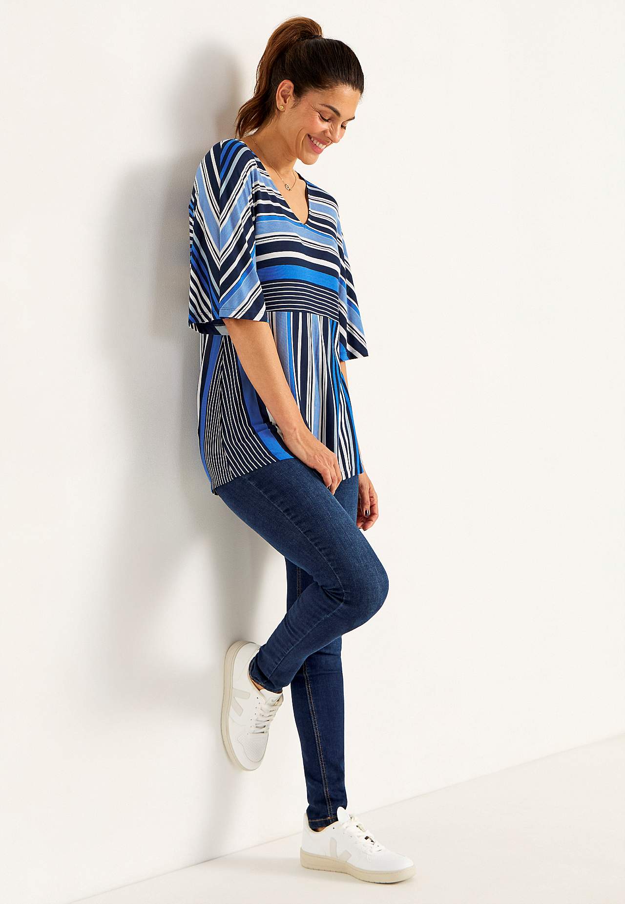 Striped jersey top
