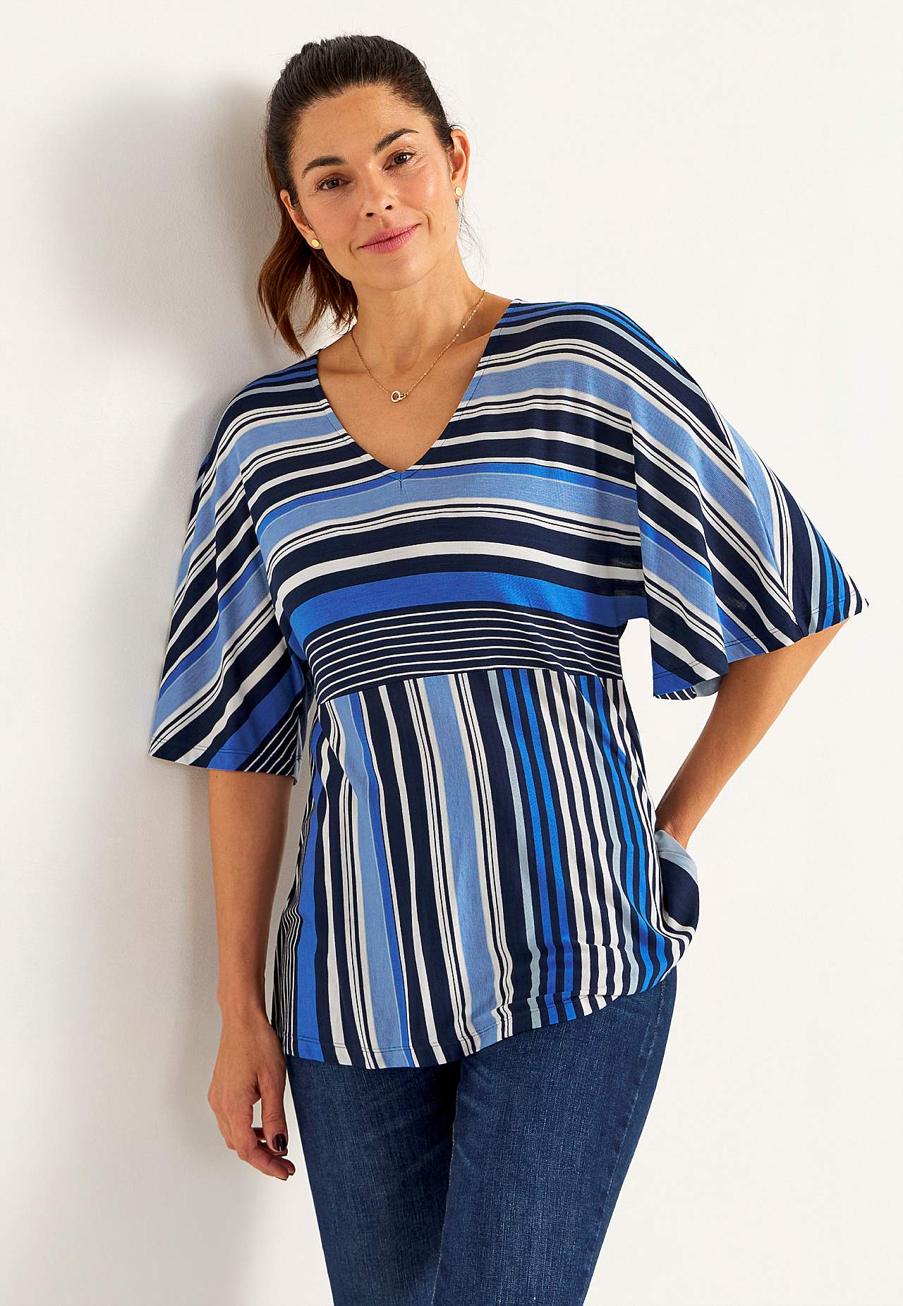 Striped jersey top