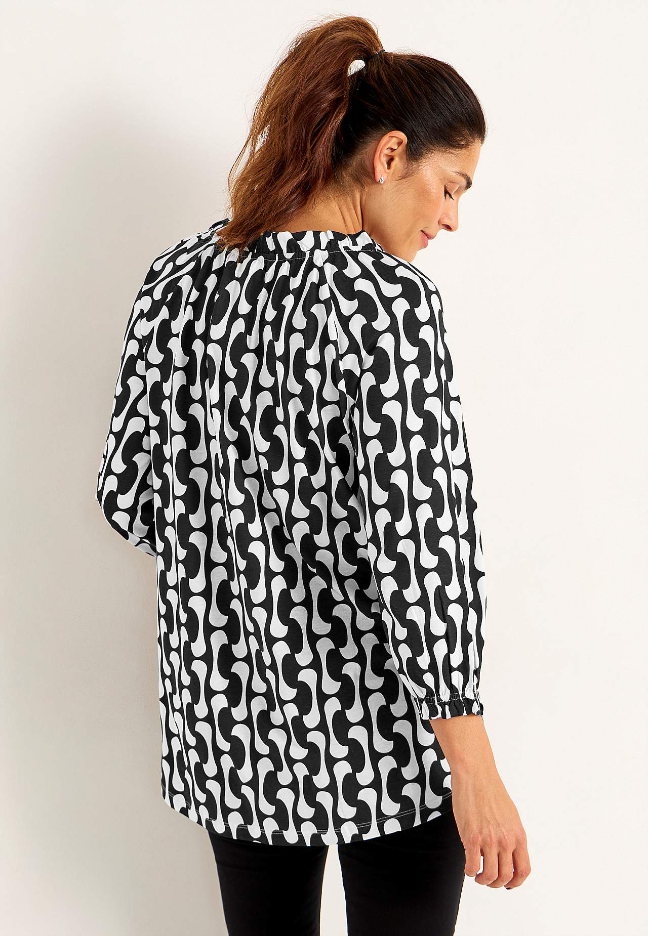 Jersey tuniq with 3/4 length sleeves
