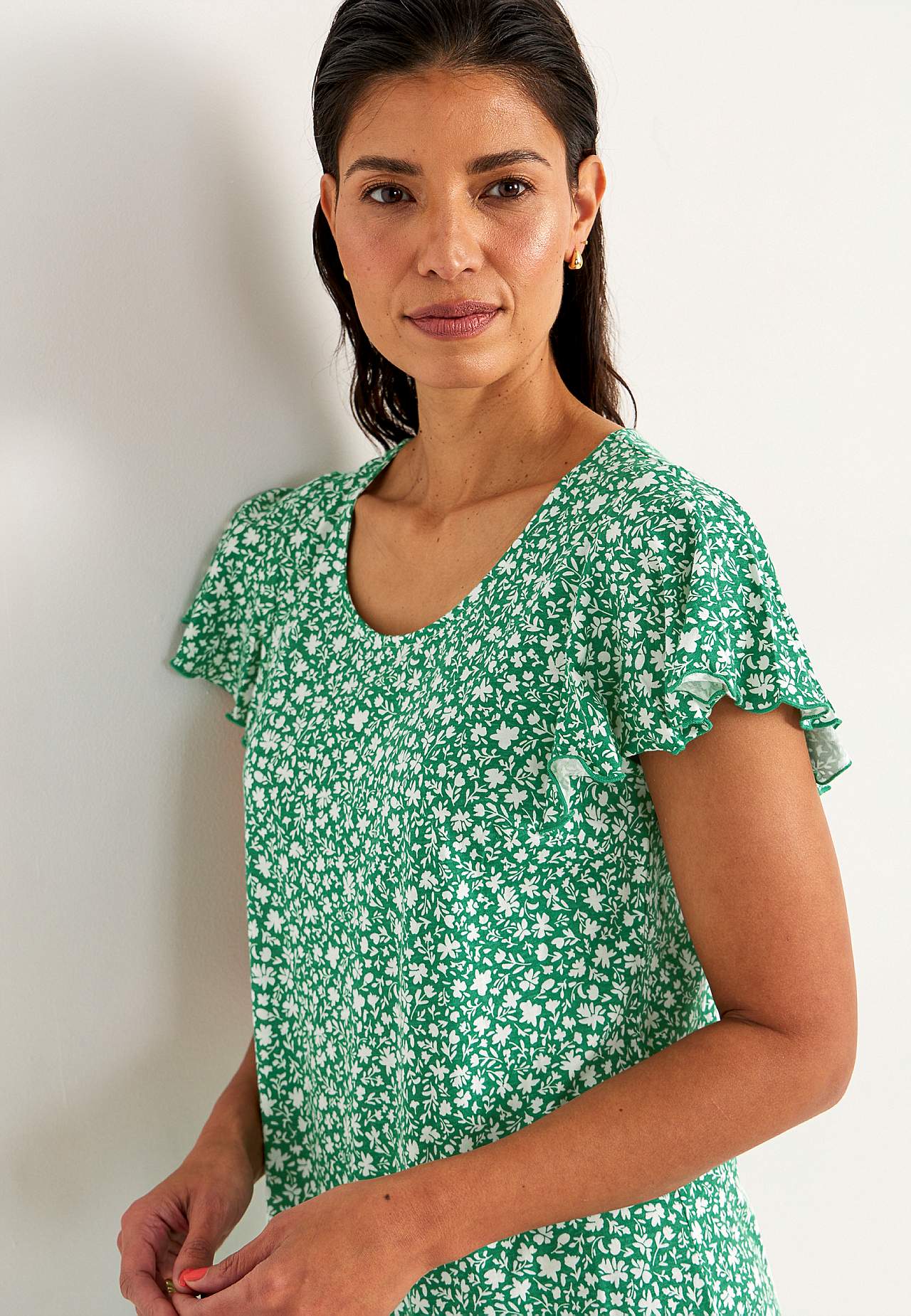 Jersey dress with frills