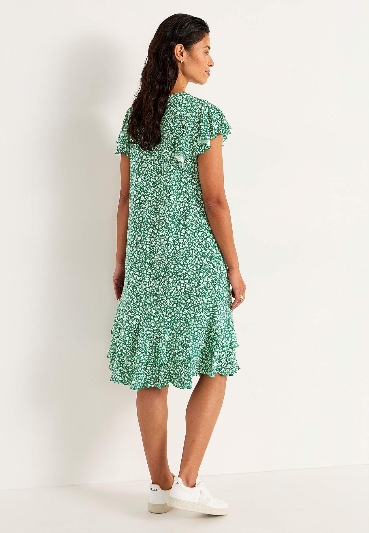 Jersey dress with frills