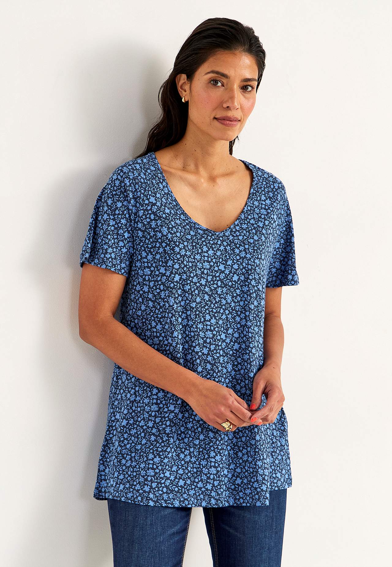 Small flower print jersey tuniq