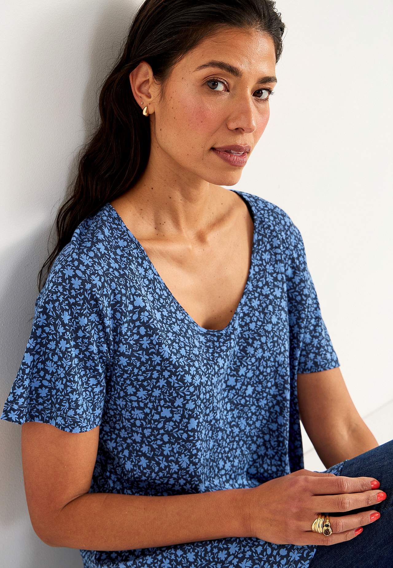 Small flower print jersey tuniq