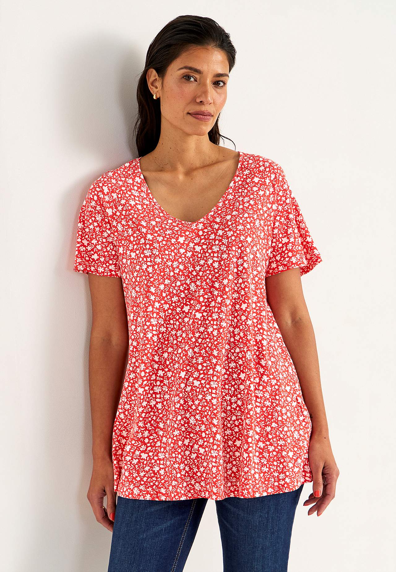 Small flower print jersey tuniq