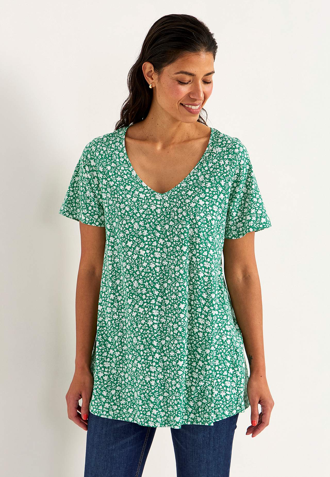 Small flower print jersey tuniq
