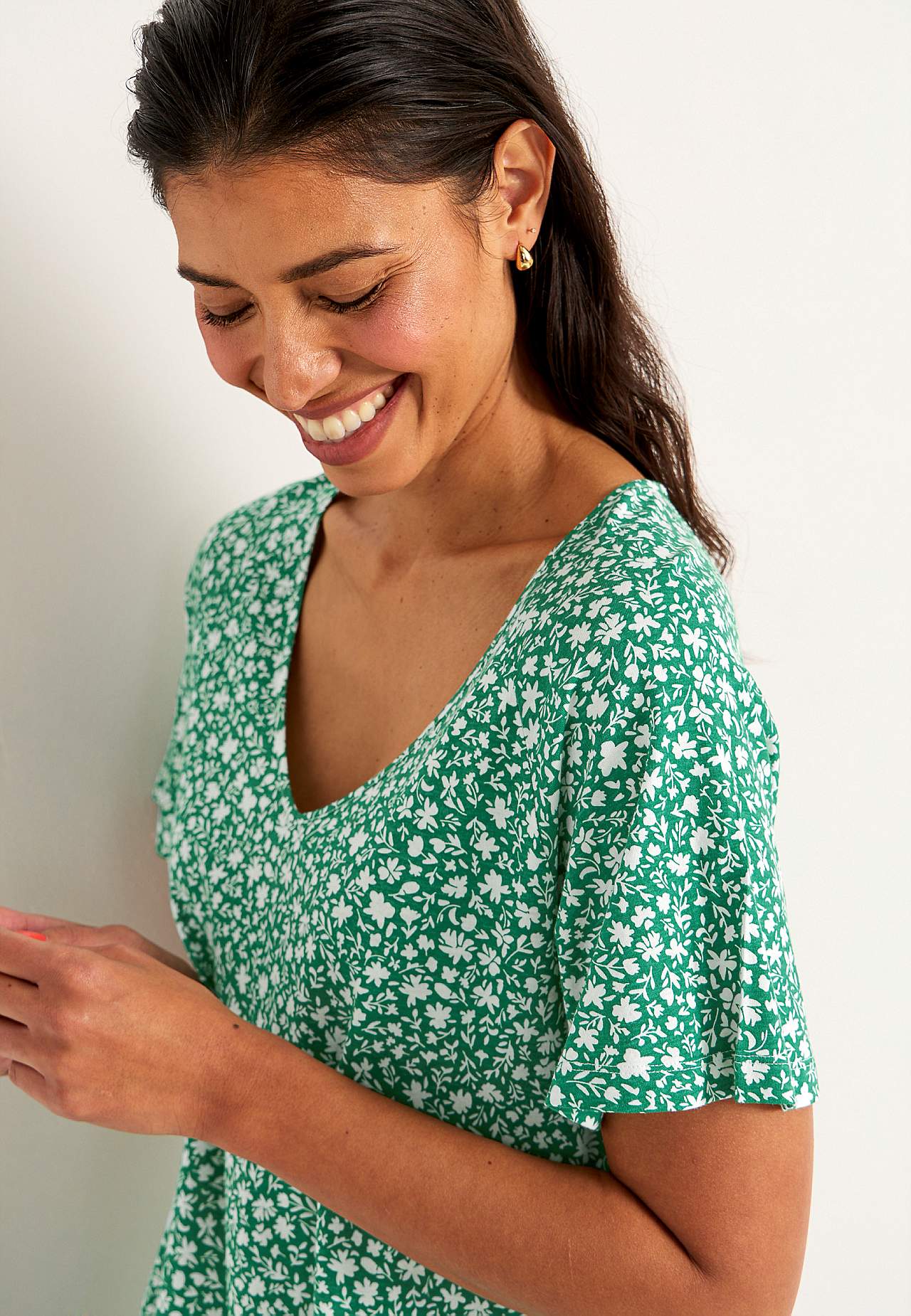 Small flower print jersey tuniq