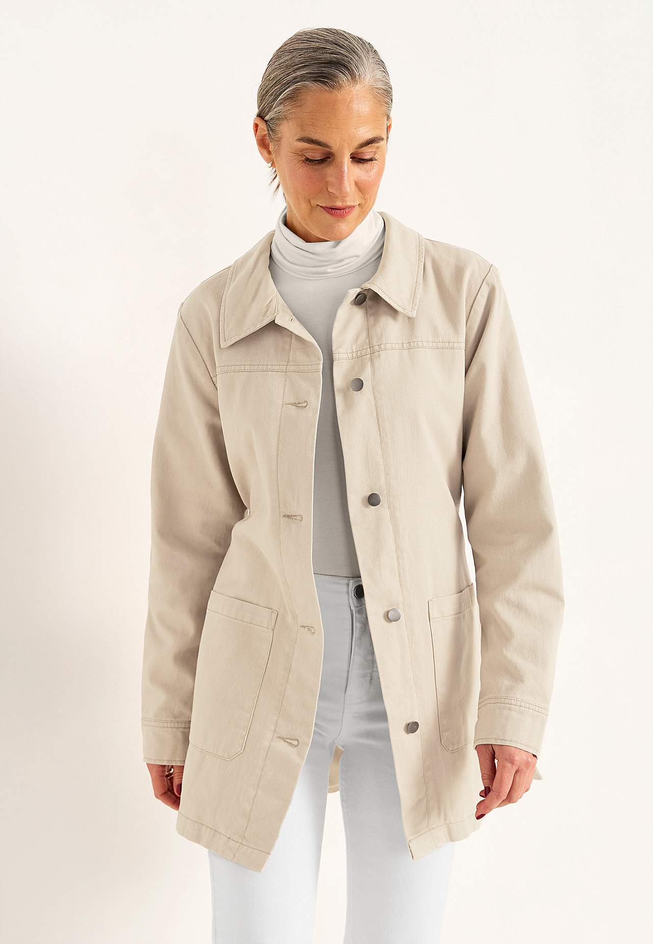 Denim jacket with tie band