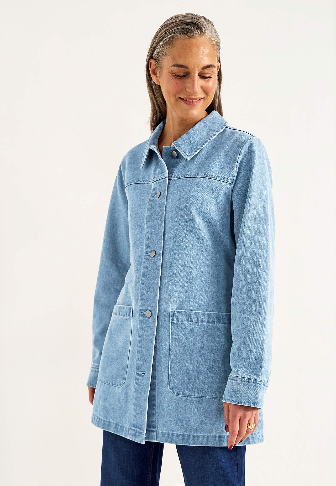Denim jacket with tie band